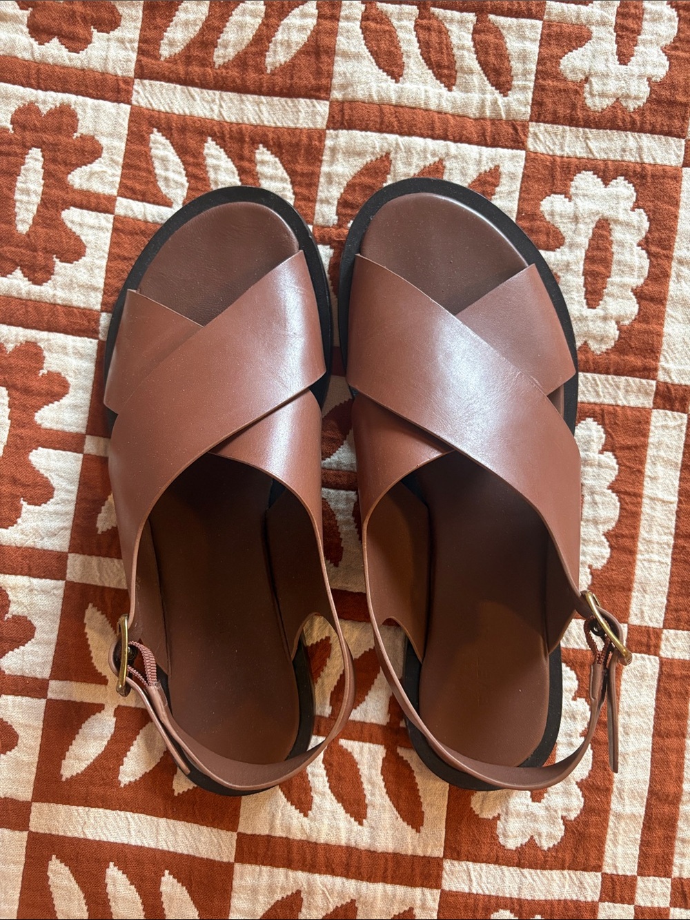 Everlane Brown Crisscross Slingback Sandals